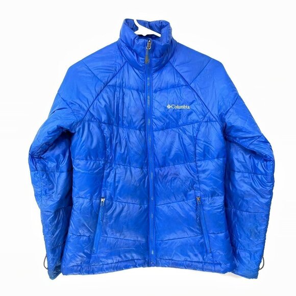 Columbia‎ Women's XS Down Feather Jacket Omni Heat Interchange Turbodown Blue - Picture 1 of 11